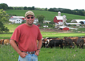 Farmer with cows