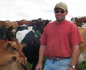 Farmer with cows