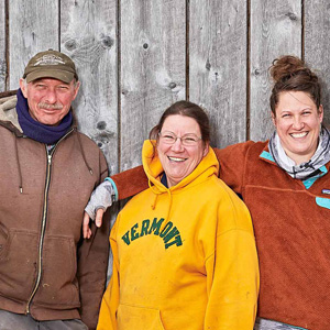 Family in front of barn